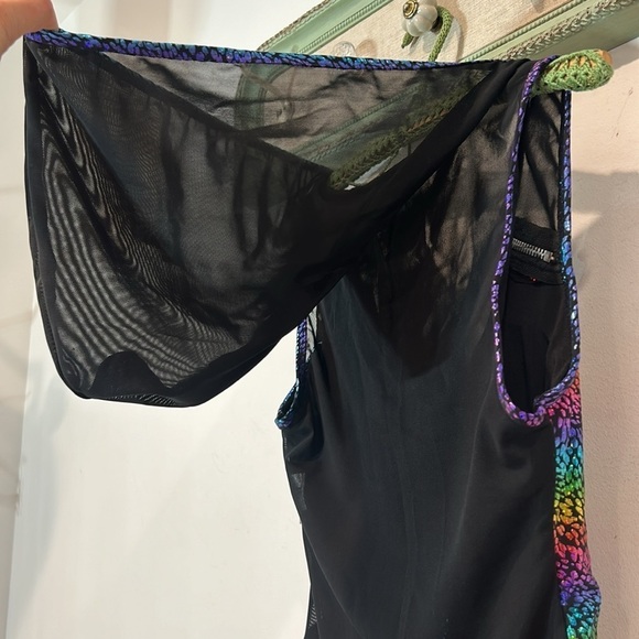 Spree Girl Swim Black Mesh Rainbow holographic rave one piece swimsuit medium - Picture 5 of 7